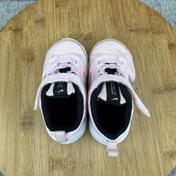 Nike Downshifter 10 Toddler Shoes Pink Silver Girls Size 5C Hook Loop CZ3967-605 - Picture 5 of 9